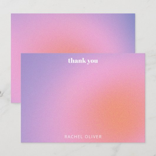 Personalized Retro Pink Purple Bat Mitzvah Bedankkaart (Voorkant / Achterkant)