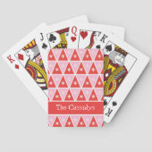 Personalized Retro Pink & Red Christmas Geometric Pokerkaarten (Achterkant)
