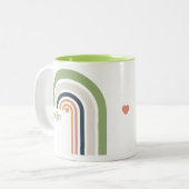 Personalized Retro Rainbow | Boho Coffee Cup Gift  Tweekleurige Koffiemok (Voorkant links)
