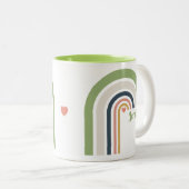 Personalized Retro Rainbow | Boho Coffee Cup Gift  Tweekleurige Koffiemok (Voorkant rechts)