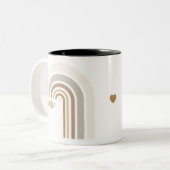 Personalized Retro Rainbow | Boho Love Cup Gift  Tweekleurige Koffiemok (Voorkant links)