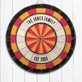 Personalized Retro Red and Orange Dartboard Dartbord