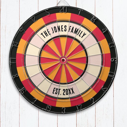 Personalized Retro Red and Orange Dartboard Dartbord