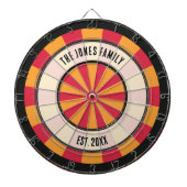 Personalized Retro Red and Orange Dartboard Dartbord (Voorkant)
