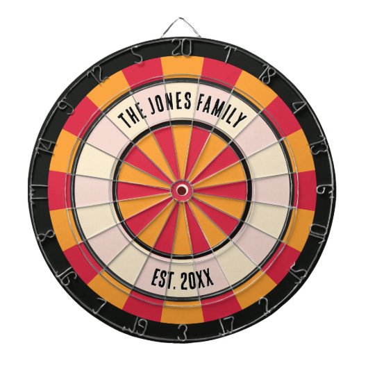 Personalized Retro Red and Orange Dartboard Dartbord (Voorkant)