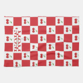 Personalized Retro Red Cherry & Gingham Checkered  Theedoek (Horizontaal)