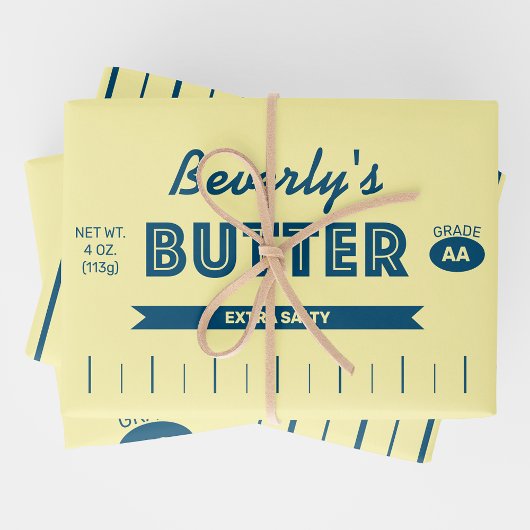 Personalized Retro Stick of Butter Fun Foodie  Inpakpapier Vel