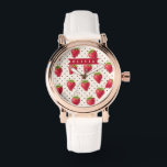 Personalized Retro Strawberry Polka Dot Vintage Horloge<br><div class="desc">Strawberries are one of those happy, classic designs that instantly make people smile. This customized retro strawberry collection creates a style that is both nostalgic and modern by fusing a soft, traditional polka dot background with amusing vintage charm. Sweet, colorful strawberries are strewn throughout a delicate dotted pattern in this...</div>