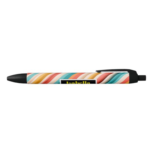 Personalized Retro Striped Pattern Pen | Colorful (Bovenkant)
