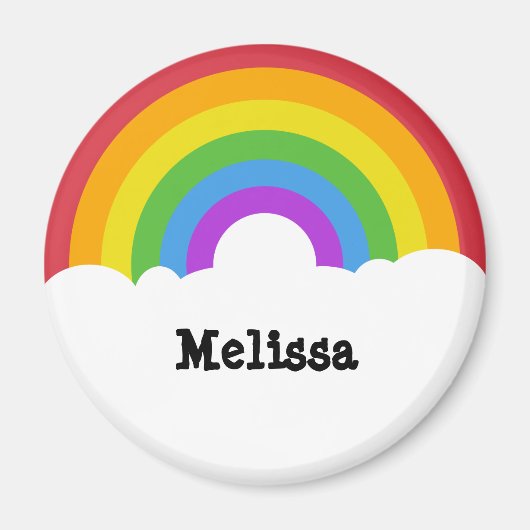 Personalized Retro Style Round Rainbow Magneet (Voorkant)