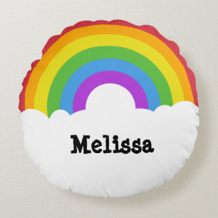 Personalized Retro Style Round Rainbow Rond Kussen