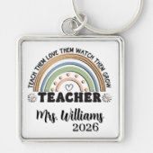 Personalized Retro Style Teacher Sleutelhanger (Voorkant)