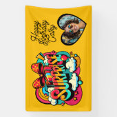 Personalized Retro Surprise Pop Art Party Birthday Spandoek (Verticaal)