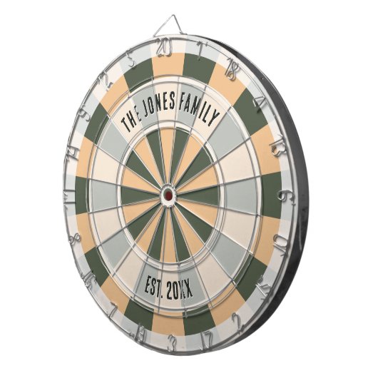 Personalized Retro Warm Tone Family Name Design Dartbord (Voorkant Rechts)