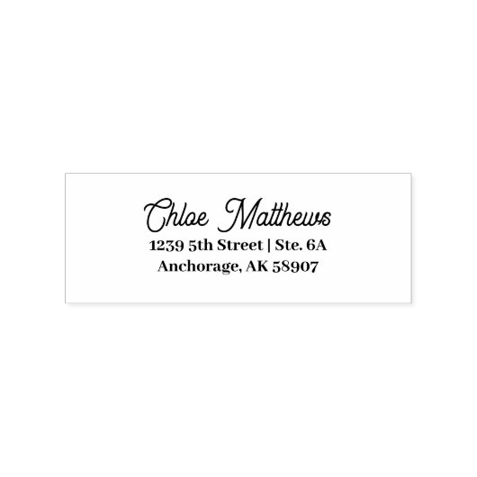 Personalized Return Address Elegant Script Wood  Rubberstempel (Afrduk)