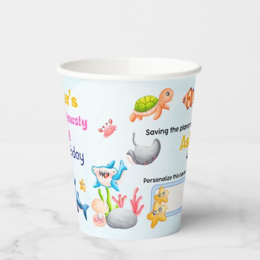 Personalized Reusable Ocean Protector Under Sea Papieren Bekers (Links)