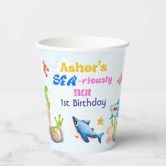 Personalized Reusable Ocean Protector Under Sea Papieren Bekers (Voorkant)
