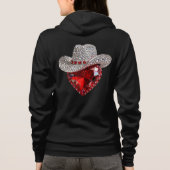 Personalized Rhinestone Cowgirl Hat & Heart Hoodie (Achterkant)