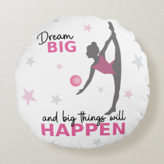 Personalized Rhythmic Gymnast Dream Big Round Pill Rond Kussen
