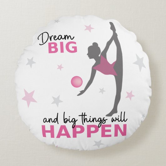 Personalized Rhythmic Gymnast Dream Big Round Pill Rond Kussen (Voorkant)