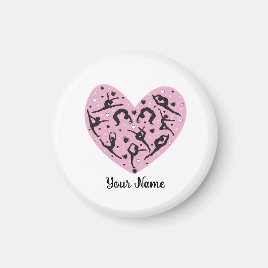 Personalized Rhythmic Gymnastics Magnet Pink Heart (Voorkant)