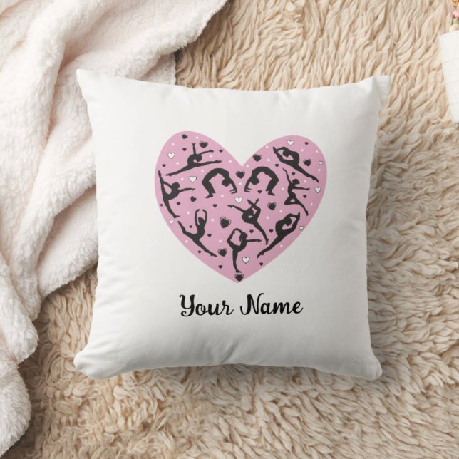 Personalized Rhythmic Gymnastics Pillow Pink Heart Kussen (Creator heeft geüpload)