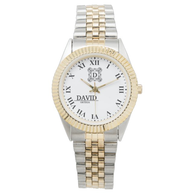 Personalized  Roman NumeralCustom Engraved Name Ti Horloge (Voorkant)