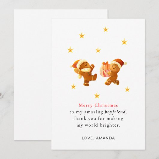 Personalized Romantic Boyfriend Christmas Card Feestdagenkaart (Voorkant / Achterkant)