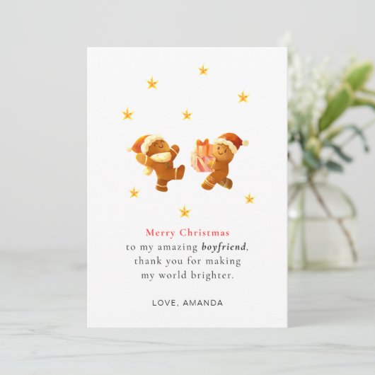 Personalized Romantic Boyfriend Christmas Card Feestdagenkaart (Staand voorkant)