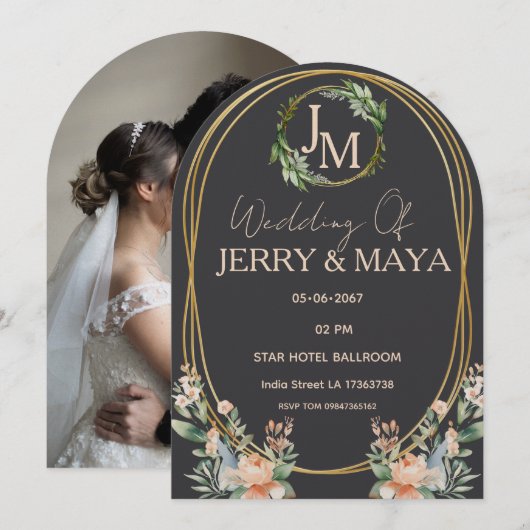 Personalized Romantic Couple Wedding  Kaart (Voorkant / Achterkant)