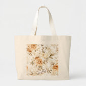 Personalized Romantic Floral Name Design Grote Tote Bag (Voorkant)