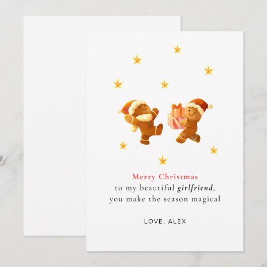 Personalized Romantic Girlfriend Christmas Card Feestdagenkaart (Voorkant / Achterkant)