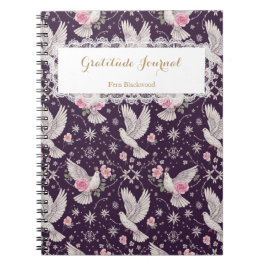 Personalized Romantic Maximalist Dove and Rose Notitieboek