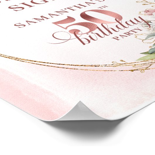 Personalized Romantic Rose Gold 50th Birthday 8x10 Poster (Hoek)
