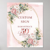Personalized Romantic Rose Gold 50th Birthday 8x10 Poster (Voorkant)