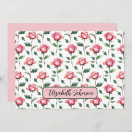 Personalized Rose Floral Botanical Note Card Notitiekaartje