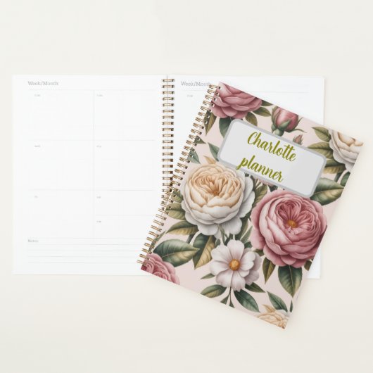 Personalized rose Flower chic Productivity Goal  Planner (Display)