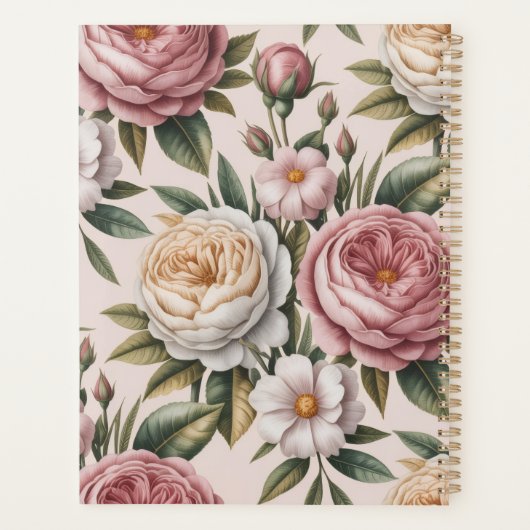 Personalized rose Flower chic Productivity Goal  Planner (Achterkant)