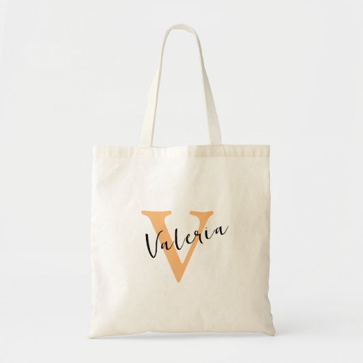 Personalized Rose Gold Elegant Modern Monogram Tote Bag (Voorkant)