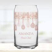Personalized Rose Gold Glitter Cooking Tools Blikvorm Glas