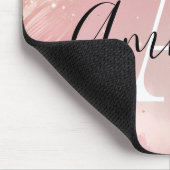 Personalized Rose Gold Glitter Mousepad – Monogram Muismat (Hoek)
