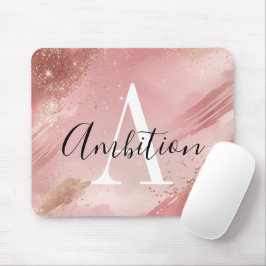 Personalized Rose Gold Glitter Mousepad – Monogram Muismat