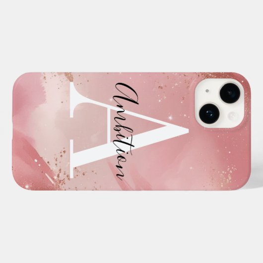 Personalized Rose Gold Glitter Phone Case – Custom (Achterkant (horizontaal))