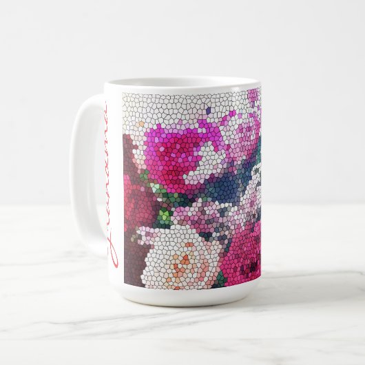 Personalized Rose Mosaic Coffee/ Tea Mug Koffiemok (Voorkant links)
