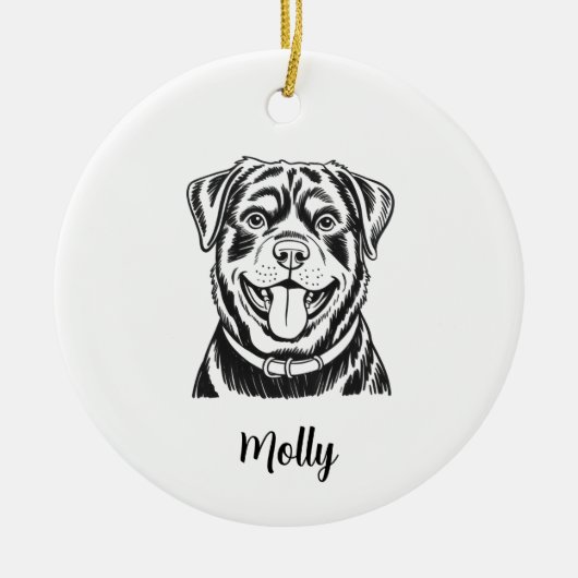 Personalized Rottweiler Dog Christmas Keramisch Ornament (Voorkant)