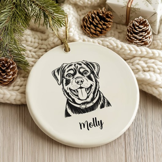 Personalized Rottweiler Dog Christmas Keramisch Ornament