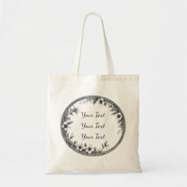 Personalized Round Floral Frame Tote Bag