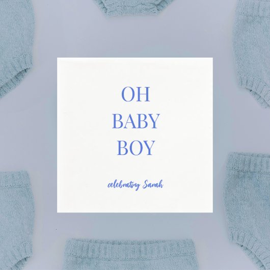 Personalized Royal Blue Baby Boy Shower Servet