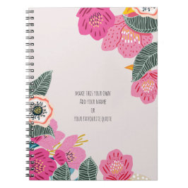 PERSONALIZED Roze Abstract Bloemen Notitieboek