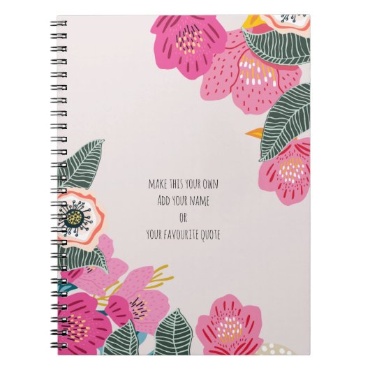 PERSONALIZED Roze Abstract Bloemen Notitieboek (Voorkant)